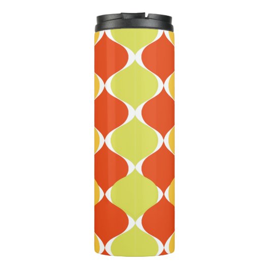 PixDezines Retro Mod Ogee, grün rosa Orange Thermosbecher (Rückseite)