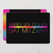 PixDezines Retro-Neons/Typografie/Fledermaus-Mitzv Einladung (Vorne/Hinten)