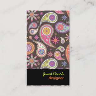 PixDezines Retro Paisley in Pastell Visitenkarte