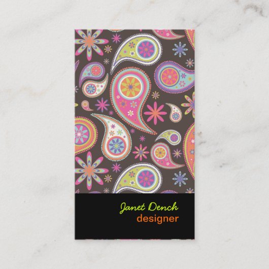PixDezines Retro Paisley in Pastellfarben Visitenkarte (Vorderseite)
