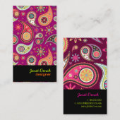 PixDezines Retro Paisley Visitenkarte (Vorne/Hinten)