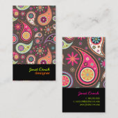 PixDezines Retro Paisley Visitenkarte (Vorne/Hinten)