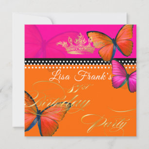 PixDezines Retro Papillon 81. Geburtstagsfeier Einladung