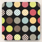 PixDezines Retro Polka Dots/DIY Hintergrundfarbe Getränkeuntersetzer (Vorderseite)