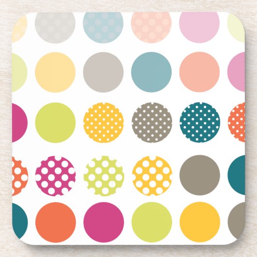 PixDezines Retro Polka Dots/DIY Hintergrundfarbe Getränkeuntersetzer (Vorderseite)