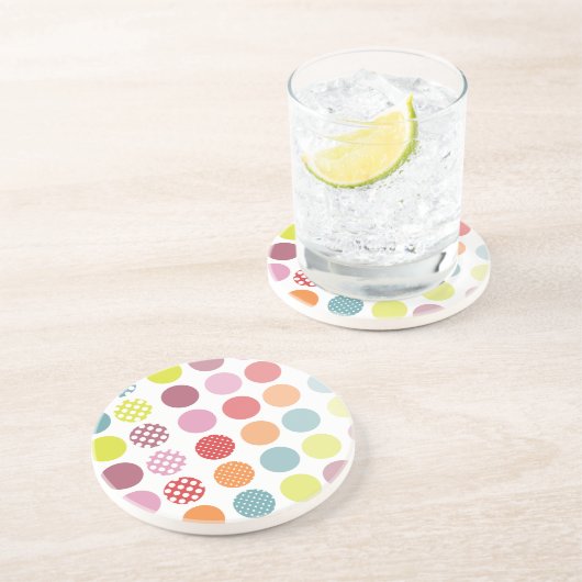 PixDezines Retro Polka Dots/DIY Hintergrundfarbe! Sandstein Untersetzer (Seite)