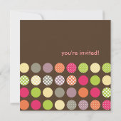 PixDezines Retro Polka Punkte/DIY Hintergrund Einladung (Rückseite)