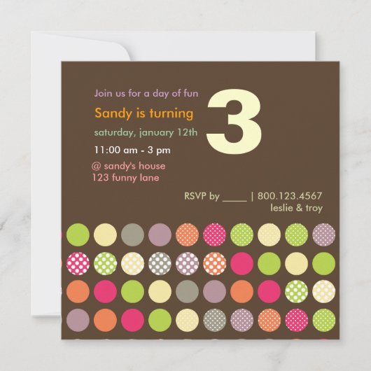 PixDezines Retro Polka Punkte/DIY Hintergrund Einladung (Vorderseite)