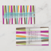 PixDezines-Retro-Streifen Visitenkarte (Vorne/Hinten)