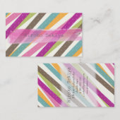 PixDezines-Retro-Streifen Visitenkarte (Vorne/Hinten)