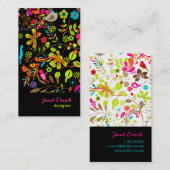 PixDezines Retro Tree, Neonfarben/dunkler Hintergr Visitenkarte (Vorne/Hinten)