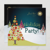 PixDezines Retro Weihnachtsbaum Einladung (Vorne/Hinten)