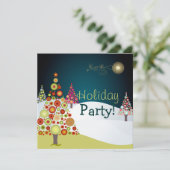 PixDezines Retro Weihnachtsbaum Einladung (Stehend Vorderseite)