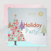 PixDezines Retro Weihnachtsbaum Einladung (Vorne/Hinten)