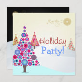 PixDezines Retro Weihnachtsbaum Einladung (Vorne/Hinten)