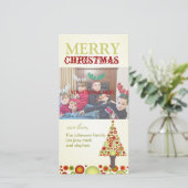 PixDezines Retro Weihnachtsbaum Feiertagskarte (Stehend Vorderseite)