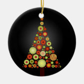 PixDezines Retro Weihnachtsbaum Keramik Ornament (Vorne)