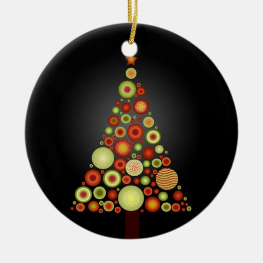 PixDezines Retro Weihnachtsbaum Keramik Ornament (Vorne)
