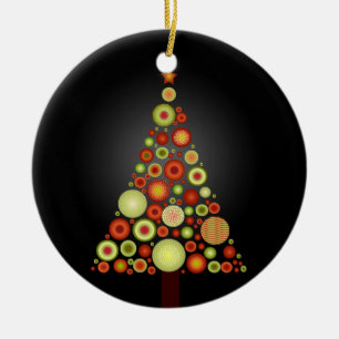 PixDezines Retro-Weihnachtsbaum-Ornamente Keramik Ornament