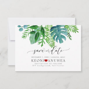 PixDezines Rett Date/Greenerie, tropischer Foliage Save The Date