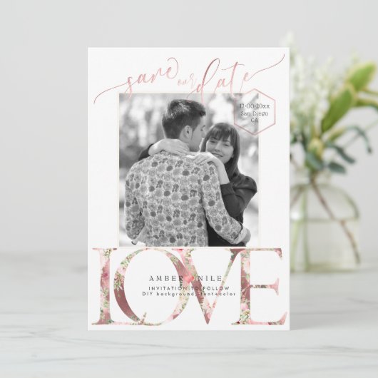 PixDezines Rett Datum/Botanica-Liebe Save The Date (Stehend Vorderseite)