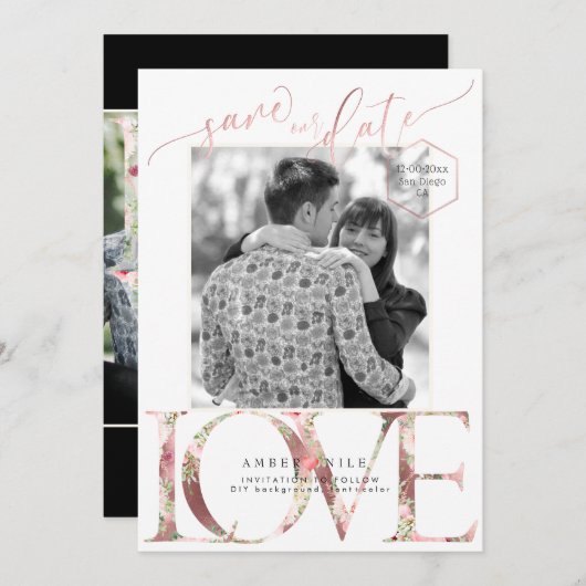 PixDezines Rett Datum/Botanica-Liebe Save The Date (Vorne/Hinten)