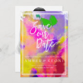 PixDezines Rett Datum/Farblauf/Regenbogen Save The Date (Vorne/Hinten)