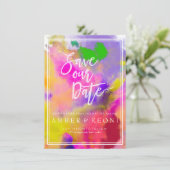 PixDezines Rett Datum/Farblauf/Regenbogen Save The Date (Stehend Vorderseite)