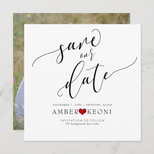 PixDezines Rett Datum/Fun Script/DIY Hintergrund Save The Date (Vorne/Hinten)