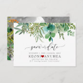 PixDezines Rett Datum/Grün, Ältere+Fern Rett Save The Date (Vorne/Hinten)