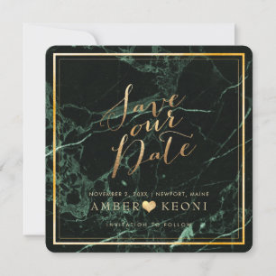 PixDezines Rett Datum/Grüne Marmor/Imitate Gold Save The Date
