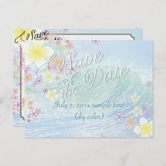 PixDezines/rett-Datum/Hula-Traum/Wellen Ankündigungspostkarte (Vorne/Hinten)