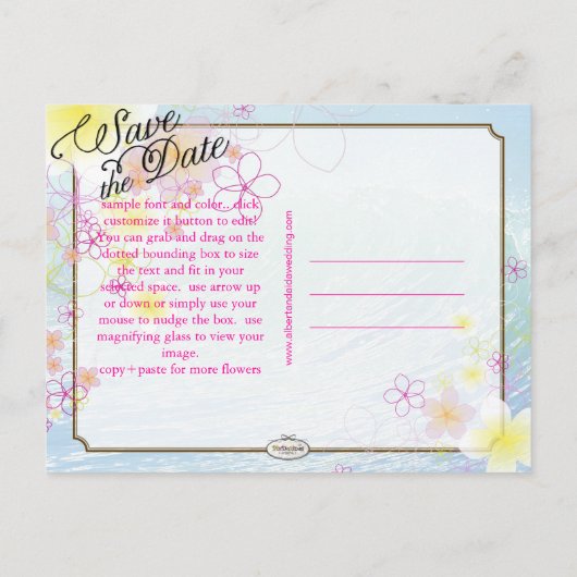 PixDezines/rett-Datum/Hula-Traum/Wellen Ankündigungspostkarte (Rückseite)