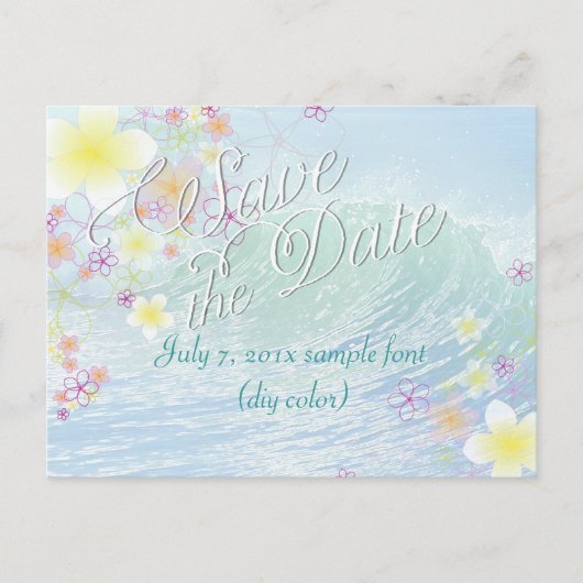 PixDezines/rett-Datum/Hula-Traum/Wellen Ankündigungspostkarte (Vorderseite)