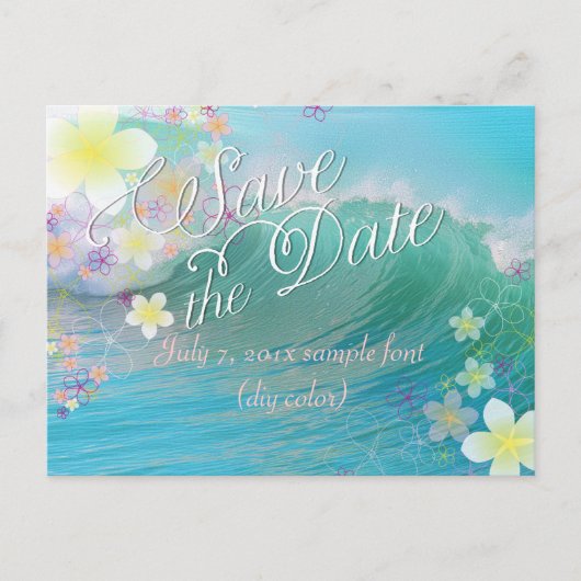 PixDezines/rett-Datum/Hula-Traum/Wellen Ankündigungspostkarte (Vorderseite)
