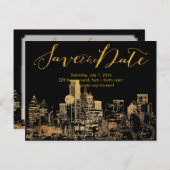 PixDezines/Rett Datum/Imitate Gold/Dallas Skyline Ankündigungspostkarte (Vorne/Hinten)