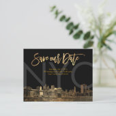 PixDezines/Rett Datum/Imitate Gold/NYC Ankündigungspostkarte (Stehend Vorderseite)