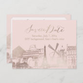 PixDezines/Rett Datum/Imitate Rosa Gold/Paris geze Ankündigungspostkarte (Vorne/Hinten)