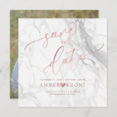 PixDezines Rett Datum/Imitate Rose Gold/Weiß Marmo Save The Date (Vorne/Hinten)