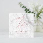 PixDezines Rett Datum/Imitate Rose Gold/Weiß Marmo Save The Date (Stehend Vorderseite)