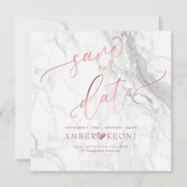 PixDezines Rett Datum/Imitate Rose Gold/Weiß Marmo Save The Date