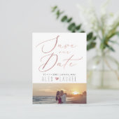 PixDezines Rett Datum, Imitate Rose Goldkalligraph Postkarte (Stehend Vorderseite)