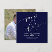 PixDezines Rett Datum/Imitate Silber/Navy Blau Save The Date (Vorne/Hinten)