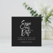 PixDezines Rett Datum/Imitate Silver/DIY Hintergru Save The Date (Stehend Vorderseite)