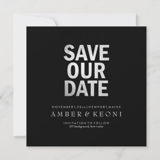 PixDezines Rett Datum/Imitate Silver/DIY Hintergru Save The Date (Vorderseite)