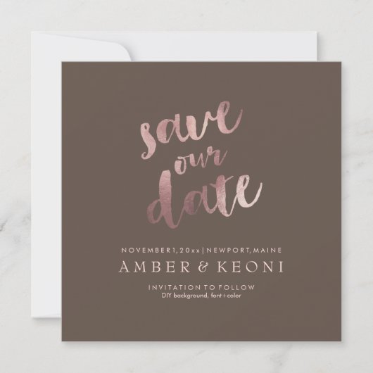 PixDezines Rett-Datum/Mauve/DIY-Hintergrund Save The Date (Vorderseite)