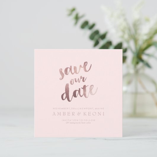 PixDezines Rett Datum/Rose Gold/DIY Hintergrund Save The Date (Stehend Vorderseite)