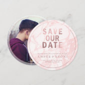 PixDezines Rett Datum/Rose Gold/Rosa Marmor Save The Date (Vorne/Hinten)