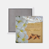 PixDezines Rett Datum, Strand+Plumeria+Starfish Magnet (Vorderseite/Rückseite)