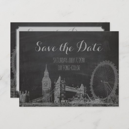 PixDezines/rett-Datum/Tafel/London-Zeichnung Ankündigungspostkarte (Vorne/Hinten)